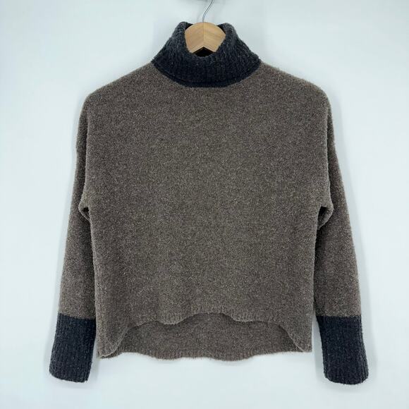 Eleventy Boiled Wool Blend Color Block Turtleneck Sweater - Picture 1 of 11